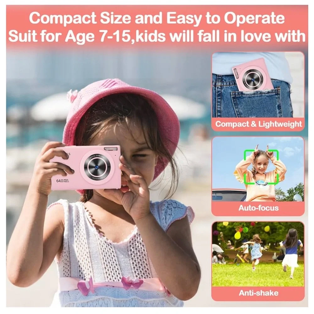 NIB Digital Camera,W/ 64GB Card & 2 Pack Battery,4K/1080p 18X Zoom,Anti-shake